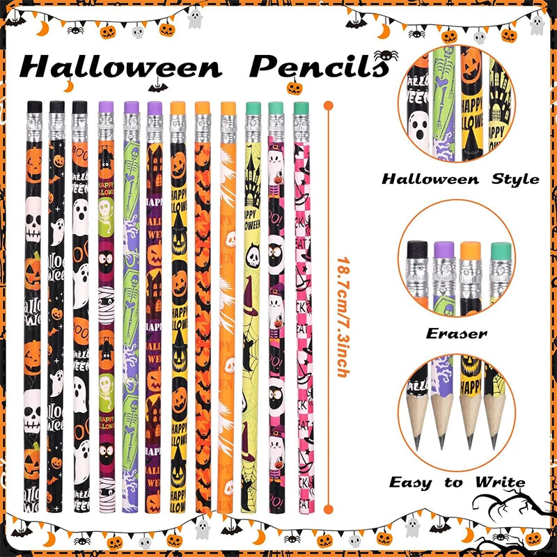 24Pcs Halloween Wooden Pencils